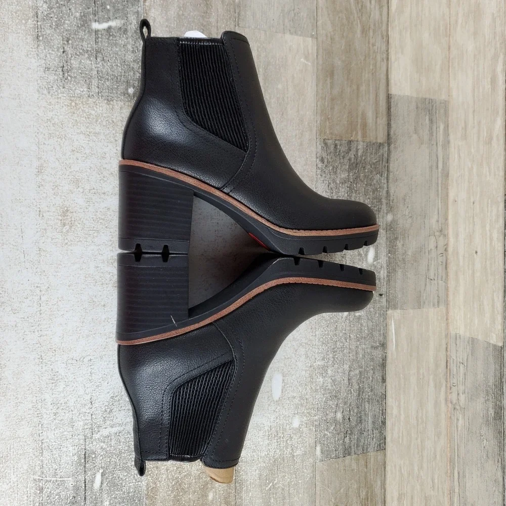 Naturalizer Madalynn Gore Womens Ankle Boots Sz 6 M Black Side Zip Block heel